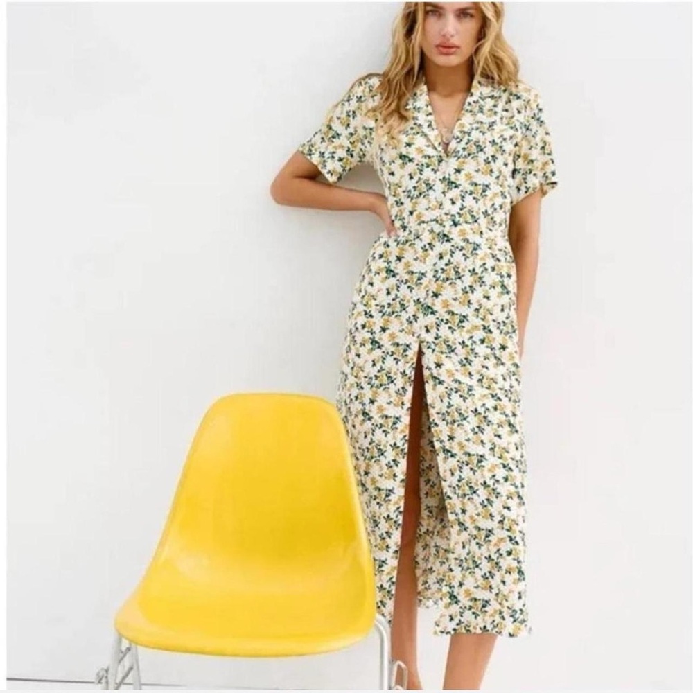Urban Outfitters Floral Midi Button-Up Dress with Pockets Size XS